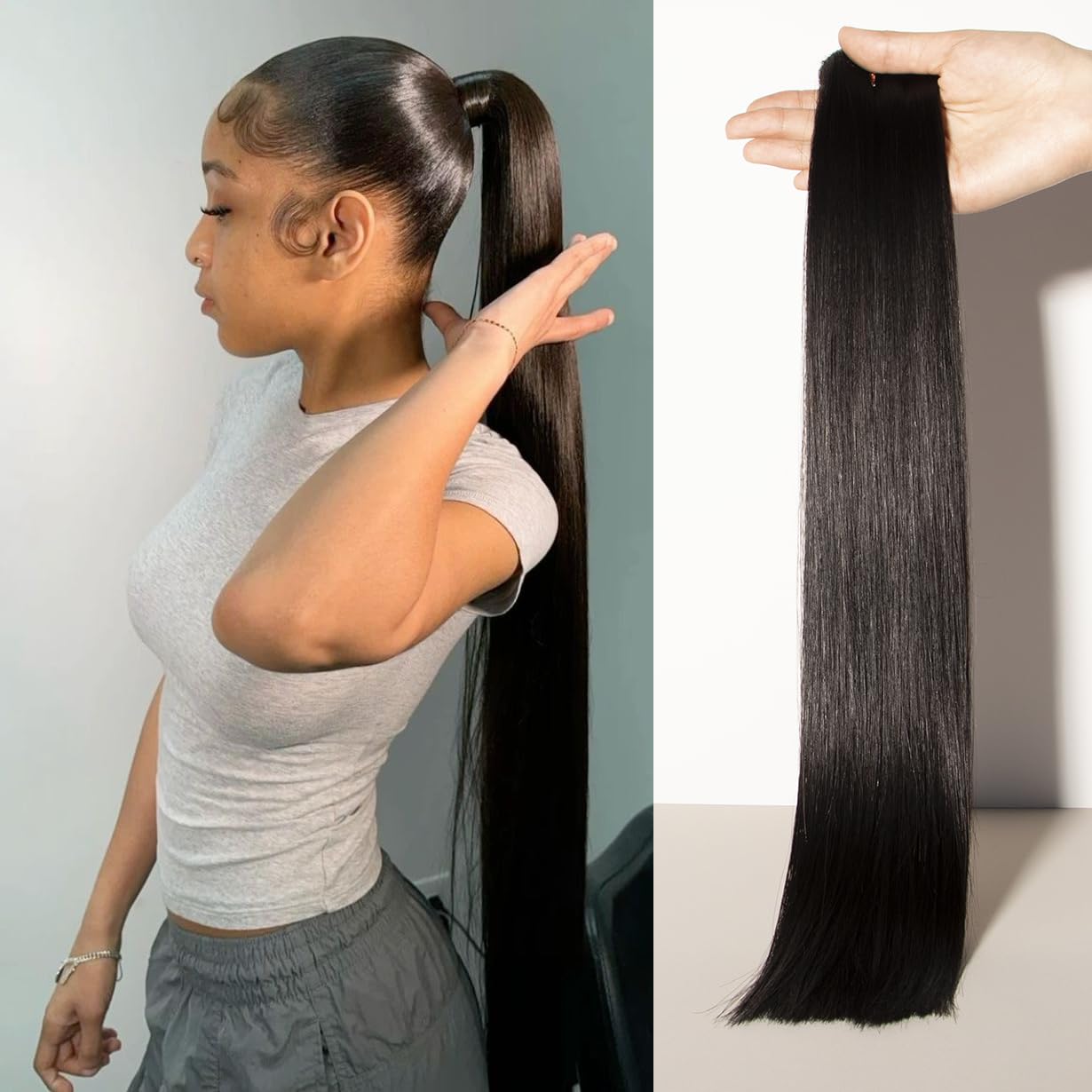 Raw Human Hair Bundles, 16a Raw Indian Hair, 100% Unprocessed Virgin Straight Bundles, Triple Lifespan Than Regular Virgin Hair, 14 16 18 Inches Double Weft 100g/Bundle Natural Black